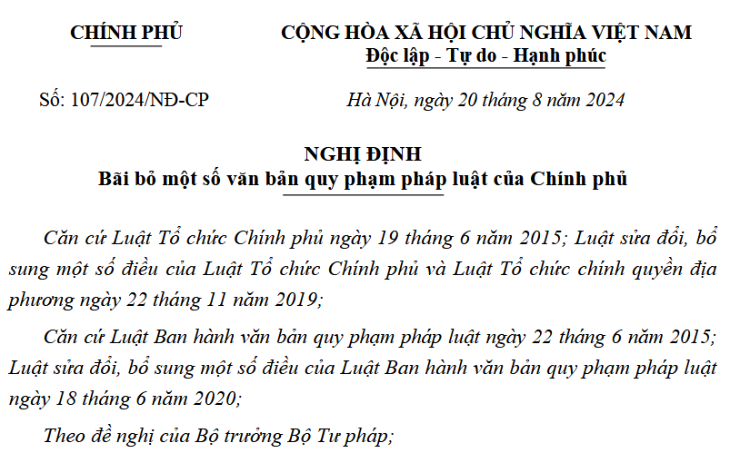 Ảnh đại diện Repealing a number of the Government’s legal documents