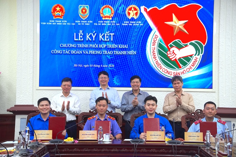 Ảnh đại diện Ký kết phối hợp công tác Đoàn và phong trào thanh niên giữa bốn cơ quan khối Nội chính