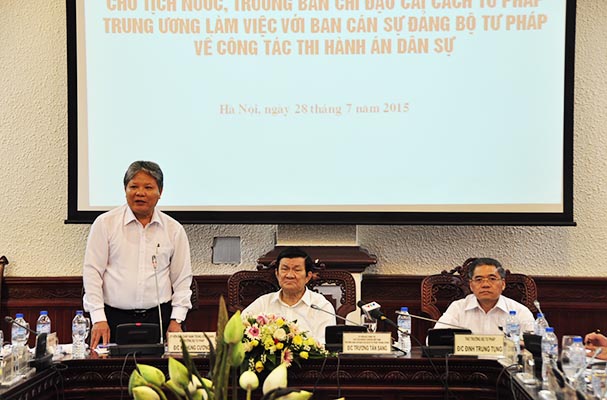 Chủ tịch nước Trương Tấn Sang làm việc tại 8Jun88 giải trí miễn phí về công tác Thi hành án dân sự