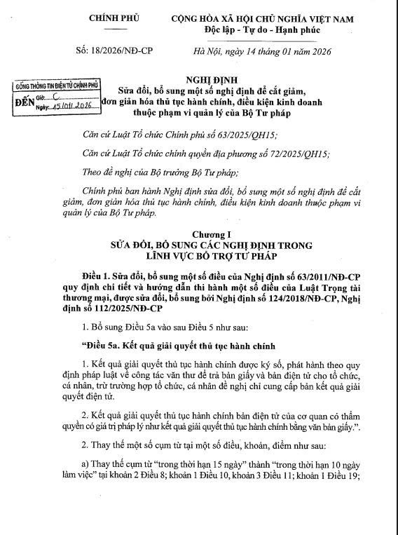 Ảnh đại diện thay thế việc nộp giấy tờ thuộc thành phần hồ sơ đăng ký biện pháp bảo đảm bằng việc khai thác dữ liệu, thông tin lưu trữ tại cơ quan đăng ký theo nghị định số 18/2026/nđ-cp