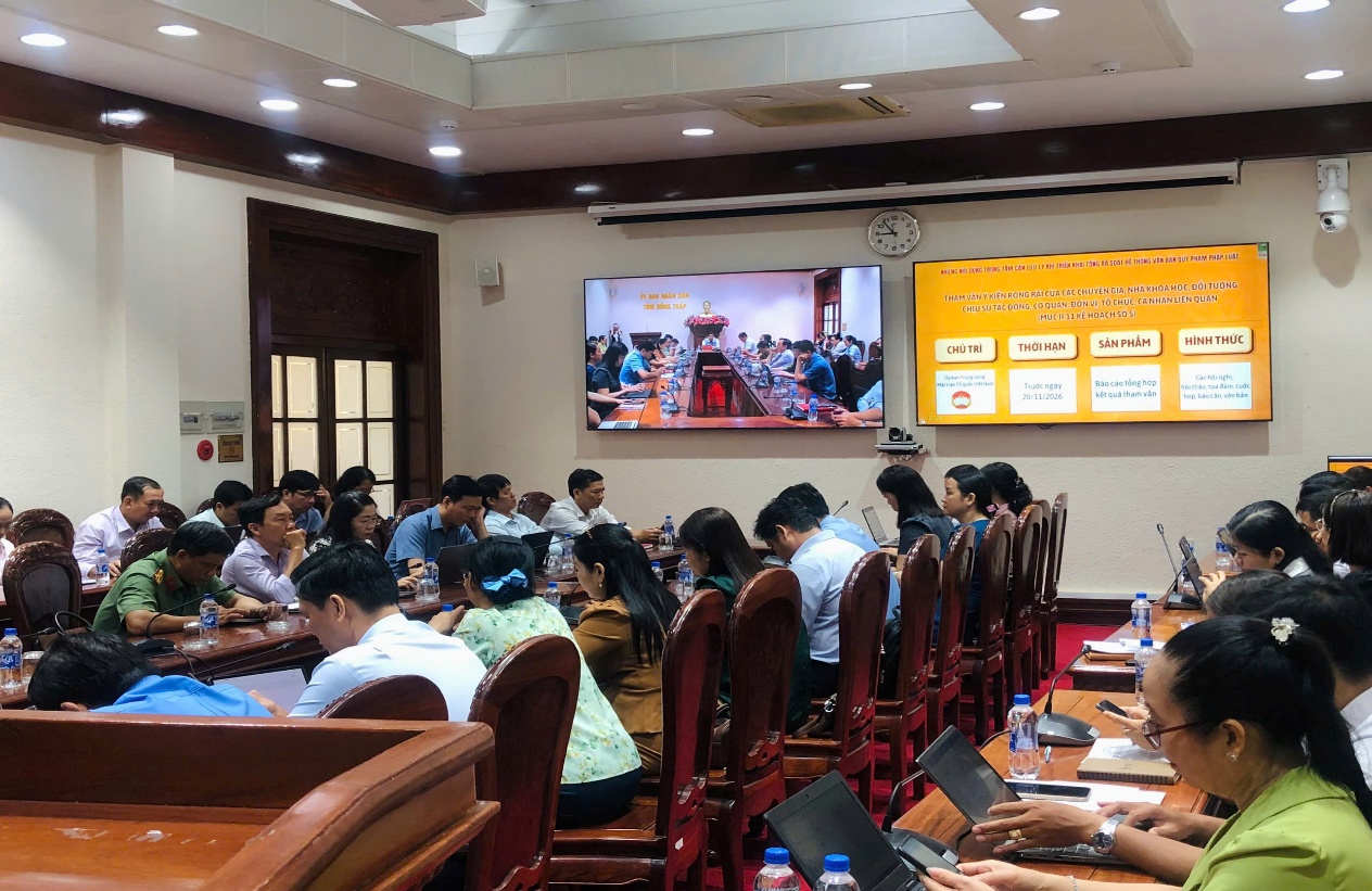 Ảnh đại diện bài viết: các đại biểu tham dự hội nghị trực tuyến toàn quốc tập huấn, triển khai nhiệm vụ tổng rà soát hệ thống văn bản quy phạm Jun88 Sảnh Bài Live Trực Tuyến vào ngày 29/4/2026.